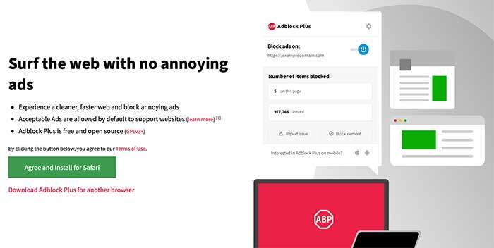 adblock plus adblocker safari browser extension