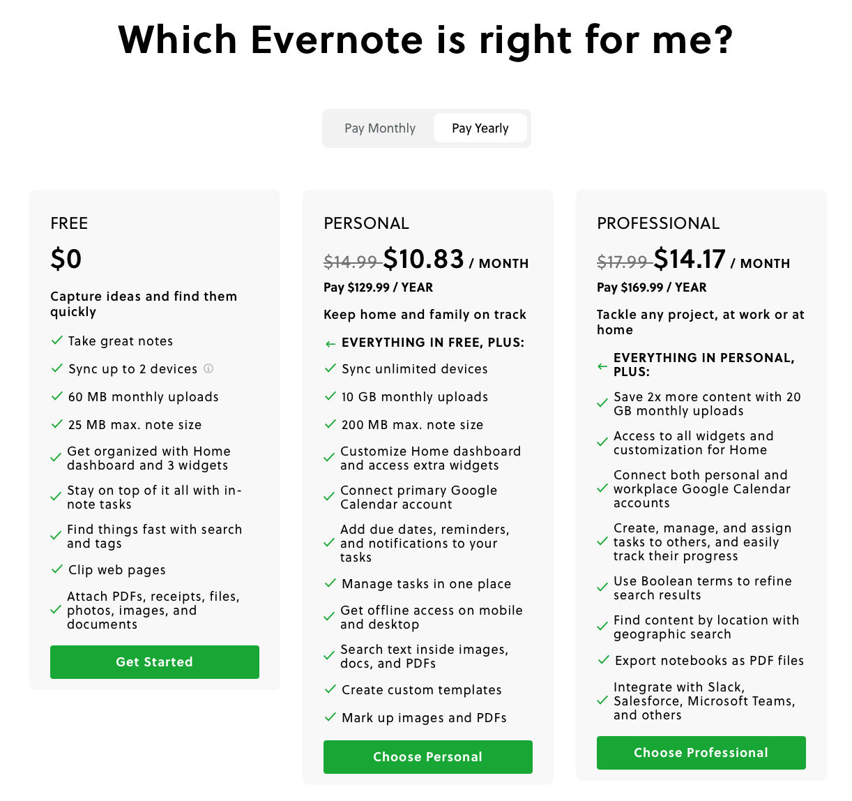 Evernote notes app with a web clipper safari extension pricing plans 2023