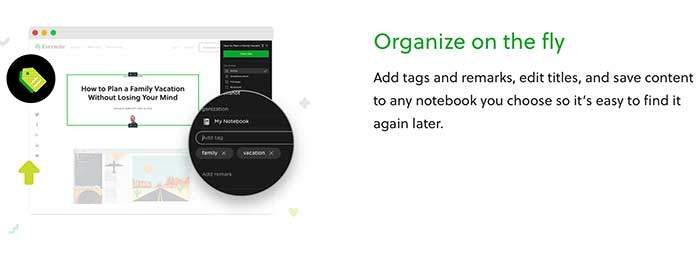 evernote organize clipped content on the fly