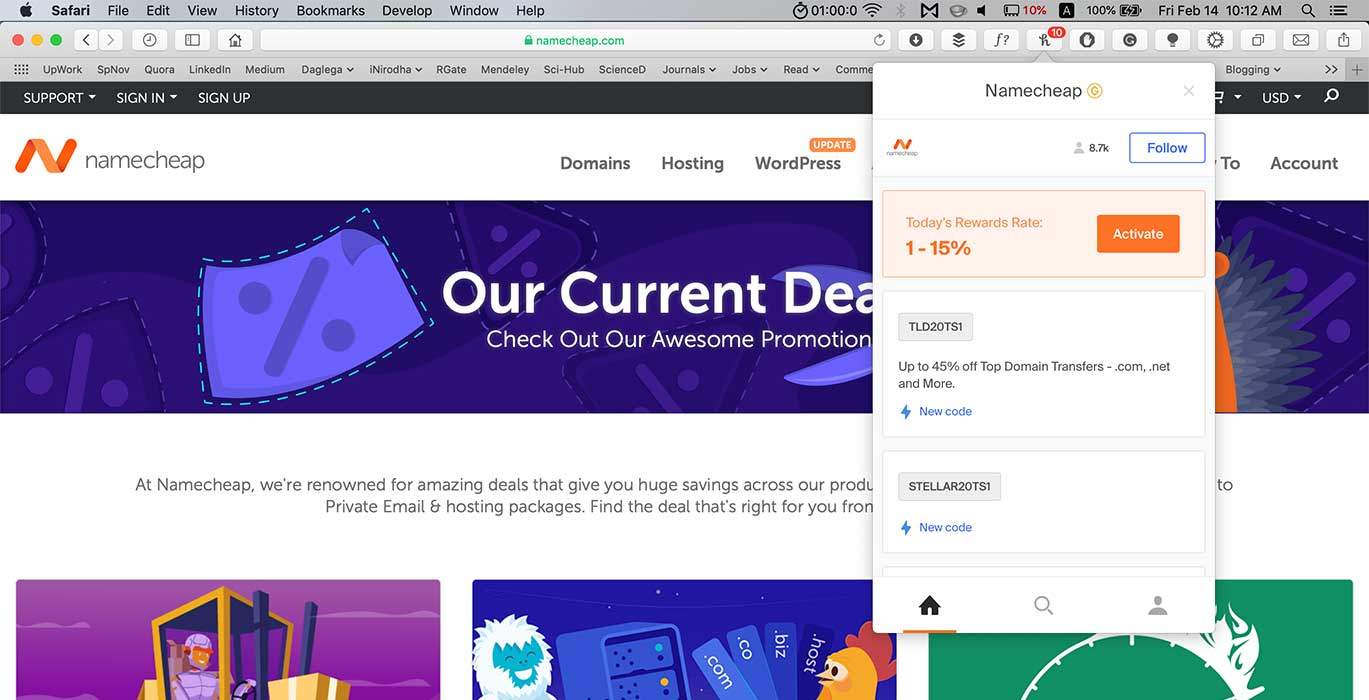 honey browser extension works with namecheap coupons