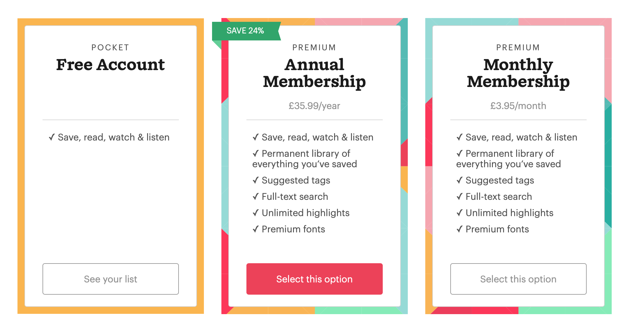 Pocket app premium plans 2023