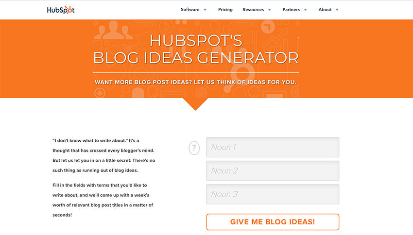 HubSpot blog topic generator to find quick new blog post ideas