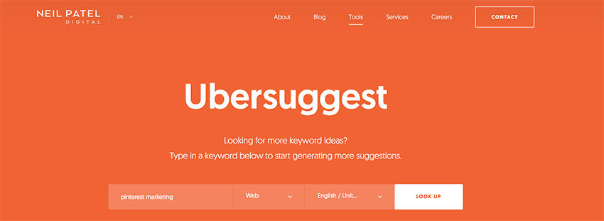 Ubersuggest converts keywords into new blog post ideas
