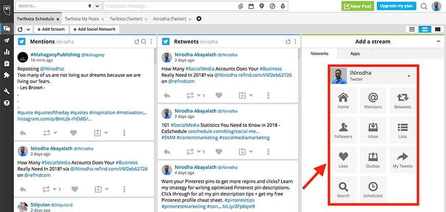 hootsuite web dashboard for twitter