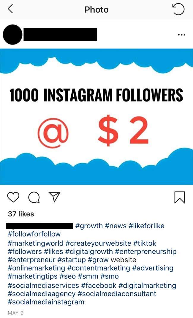 fake instagram followers ig ad