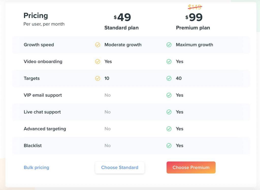 kicksta pricing plans