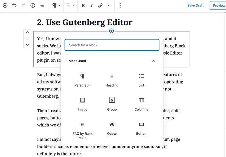 use WordPress gutenberg block editor to make your blog posts more interesting