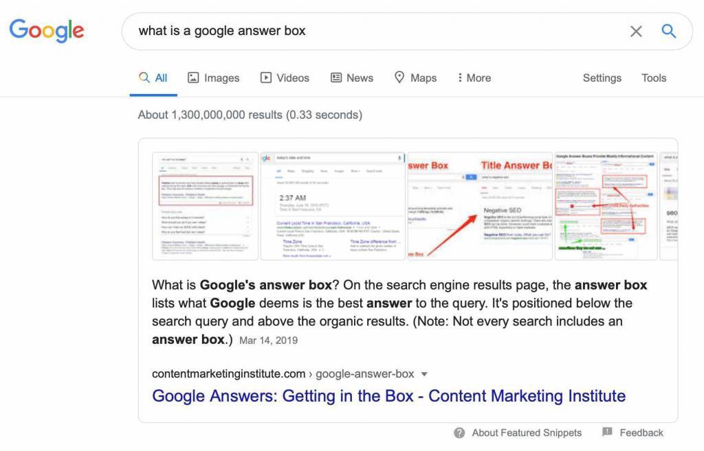 google answer box for 2020 SEO Trends